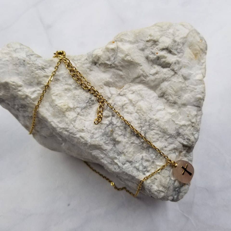 Gemstone with Cross Pendant Necklace