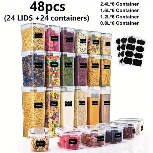 48-Piece Set: Food Storage Container Set, Fresh-Keeping and Easy-to-Secure Lids