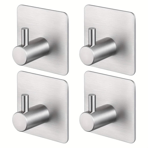 4-Pack Heavy Duty Stick Hooks – Stainless Steel, Waterproof, Wall Mount
