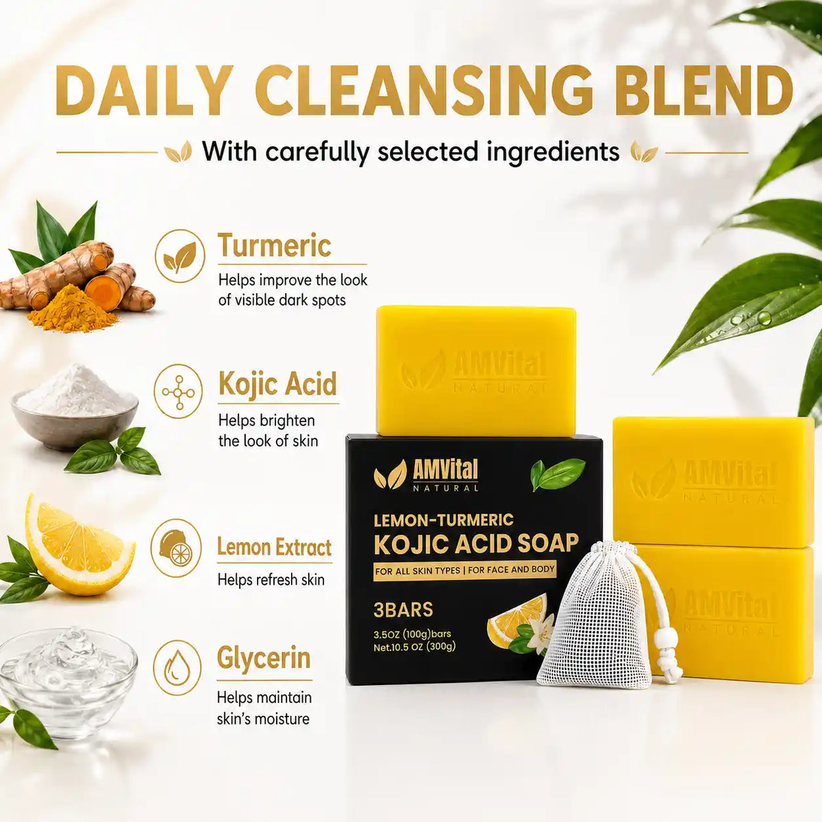 AMVital Lemon Turmeric Kojic Acid Soap Bar