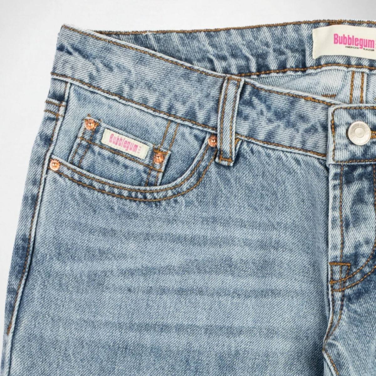 BUBBLEGUM USA Jane Women's Blue Wing & Star Super Low-Rise Flare Jeans