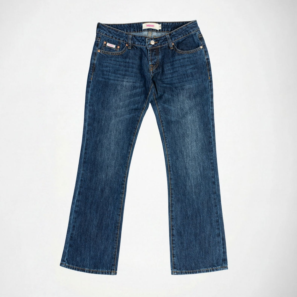 BUBBLEGUM USA Jane Women's Super Low-Rise Flare Jeans with Wing & Star Embroidery