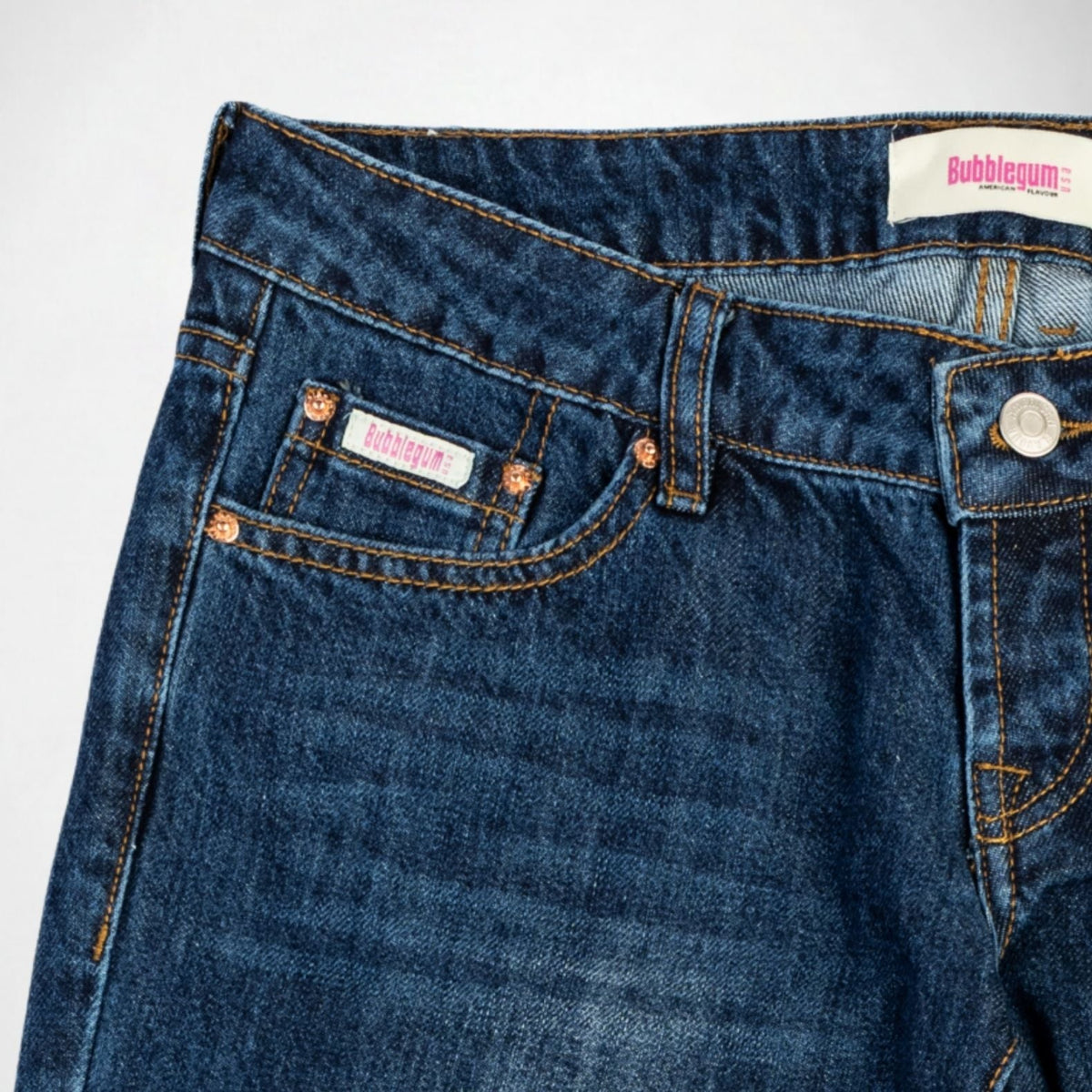 BUBBLEGUM USA Jane Women's Super Low-Rise Flare Jeans with Wing & Star Embroidery