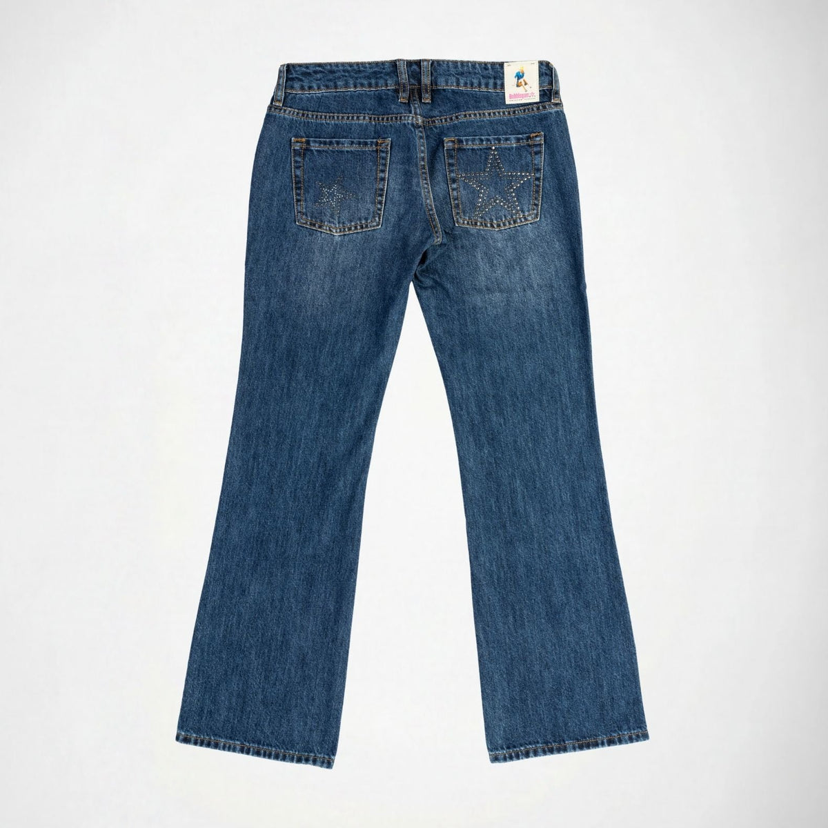 BUBBLEGUM USA Jane Pewter Star Women's Super Low-Rise Flare Jeans