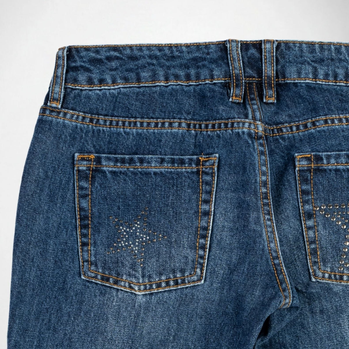 BUBBLEGUM USA Jane Pewter Star Women's Super Low-Rise Flare Jeans