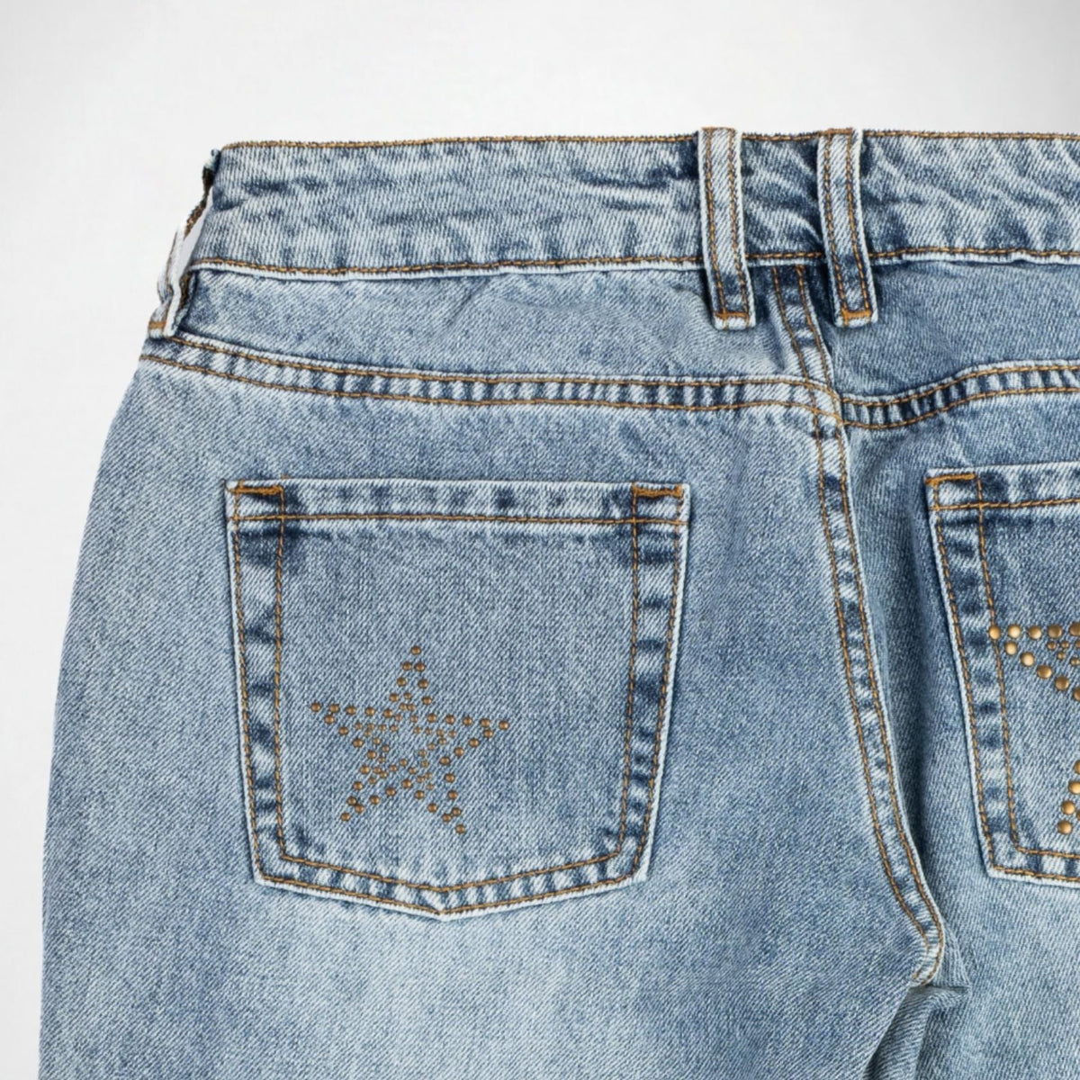 BUBBLEGUM USA Jane Gold Star Women's Super Low-Rise Flare Jeans