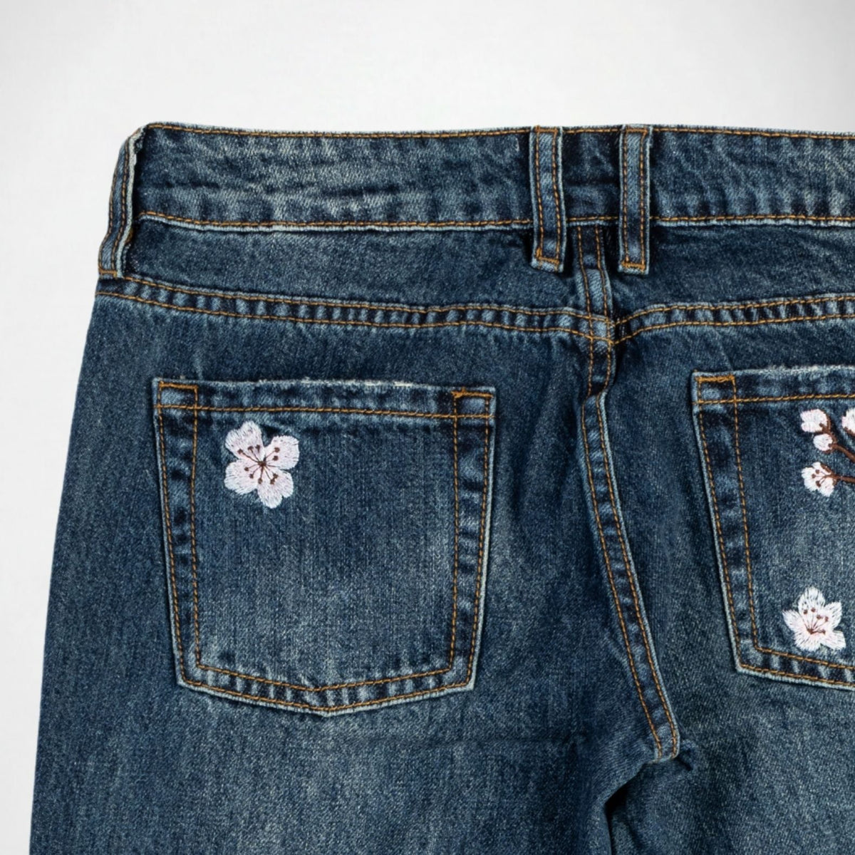 BUBBLEGUM USA Rose Pink Blossom Women's Super Low-Rise Flare Jeans