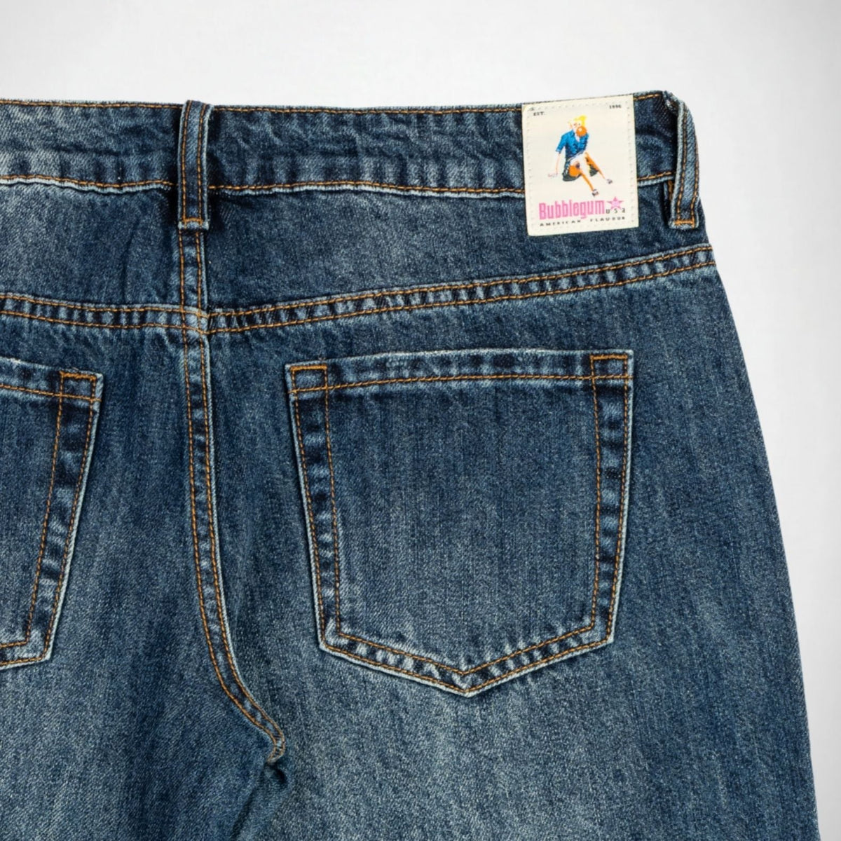 BUBBLEGUM USA Lisa Bright Flowers Women's Baggy Wide-Leg Jeans