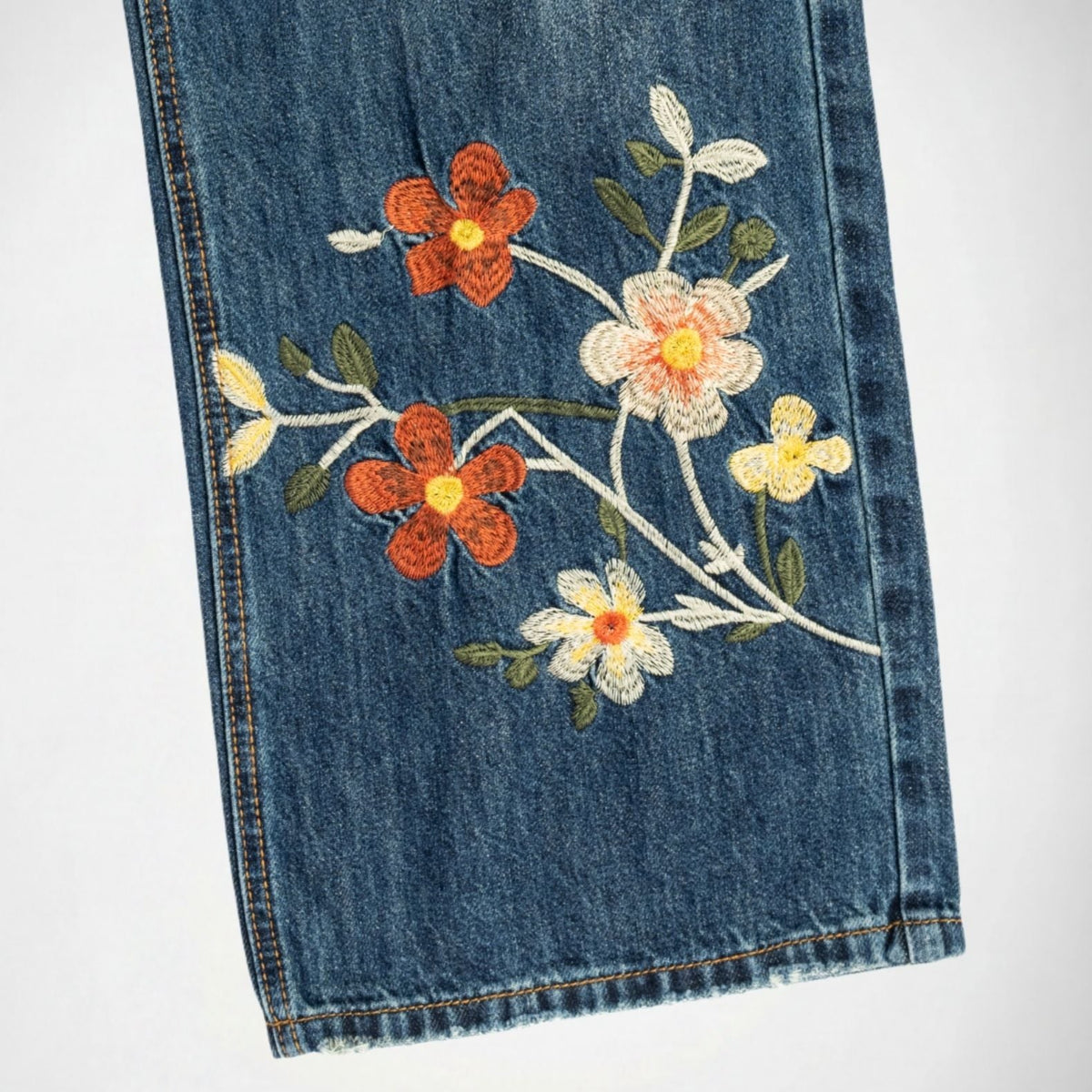 BUBBLEGUM USA Lisa Bright Flowers Women's Baggy Wide-Leg Jeans