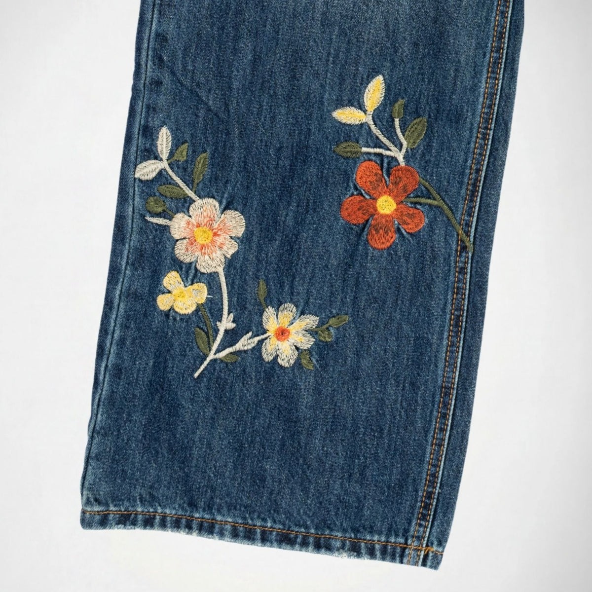 BUBBLEGUM USA Lisa Bright Flowers Women's Baggy Wide-Leg Jeans