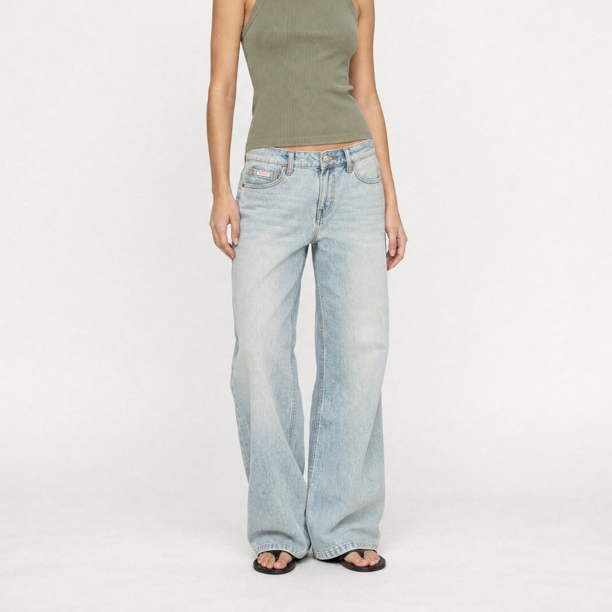 BUBBLEGUM USA Lisa Pastel Posy Women's Floral Baggy Wide-Leg Jeans