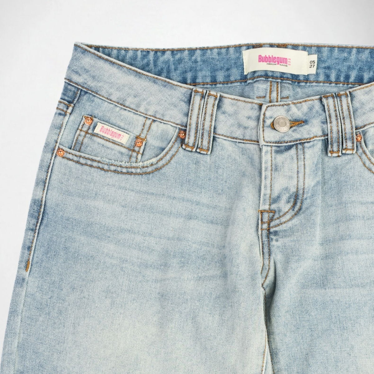 BUBBLEGUM USA Luna Silver Wing Lovers Women's Super Low-Rise Wide-Leg Jeans