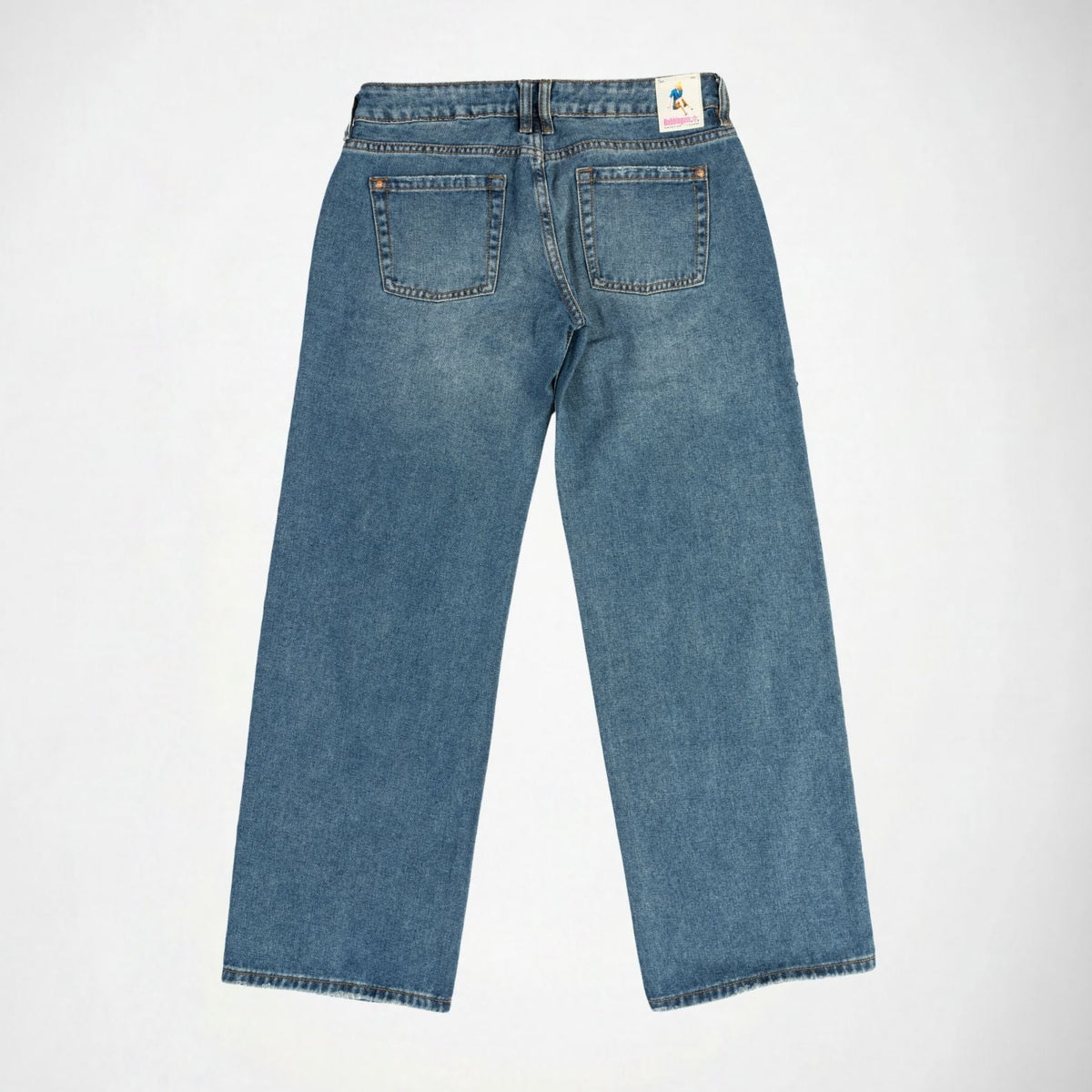 BUBBLEGUM USA Luna Gold Studs Women's Super Low-Rise Wide-Leg Jeans