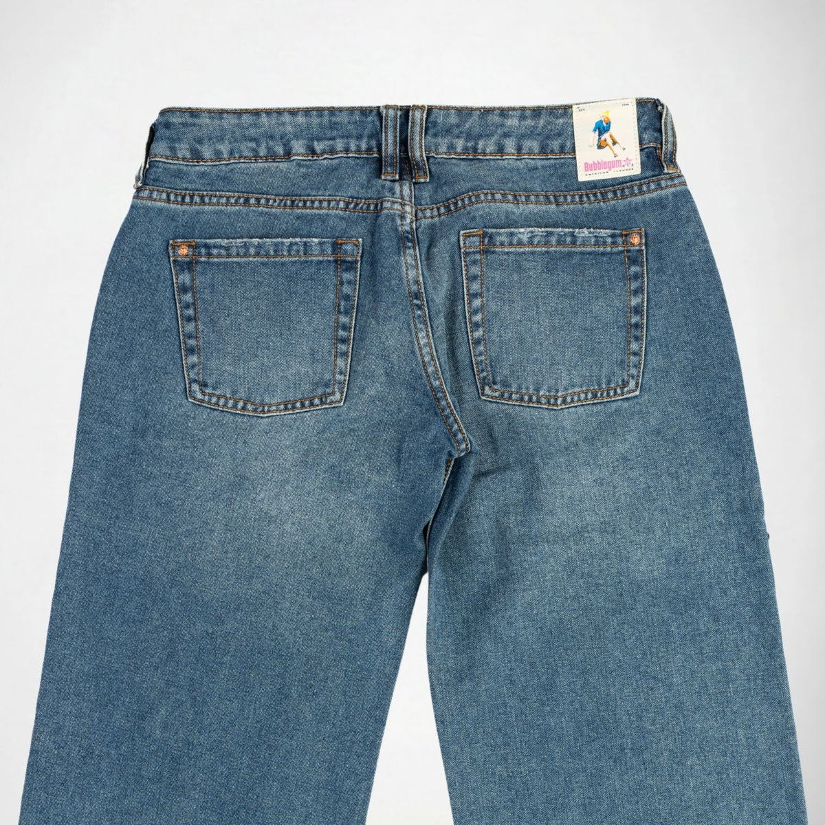BUBBLEGUM USA Luna Gold Studs Women's Super Low-Rise Wide-Leg Jeans