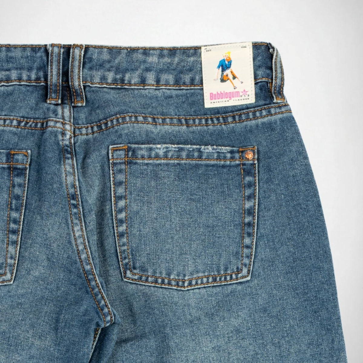 BUBBLEGUM USA Luna Gold Studs Women's Super Low-Rise Wide-Leg Jeans