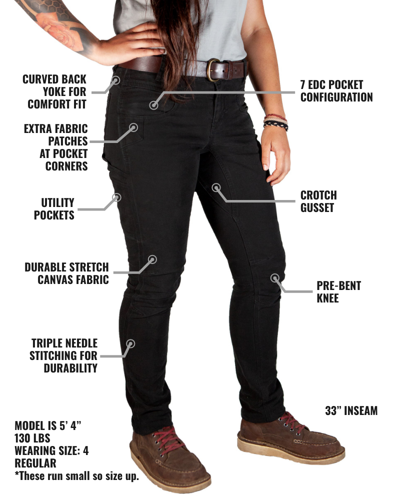 Kestral Women's Stretch Canvas Cargo Pants - Black