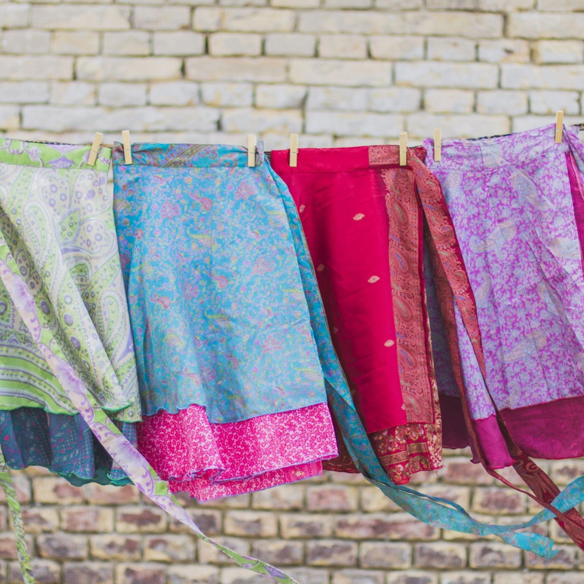 Darn Good Yarn Original Recycled Sari Wrap Skirt – Reversible & Adjustable