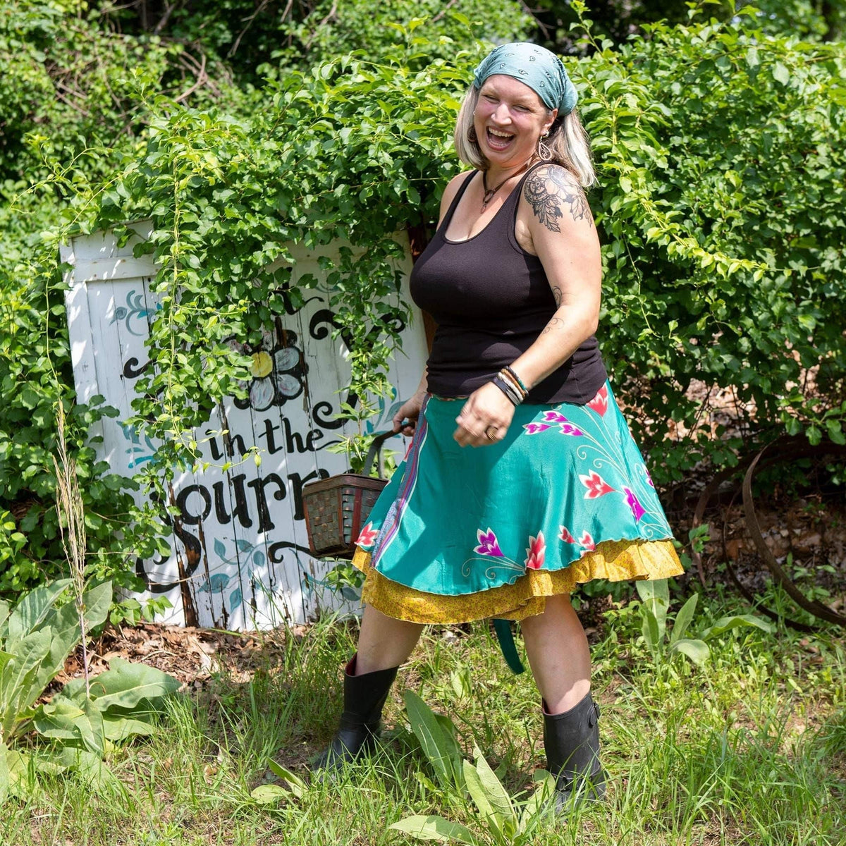 Darn Good Yarn Original Recycled Sari Wrap Skirt – Reversible & Adjustable