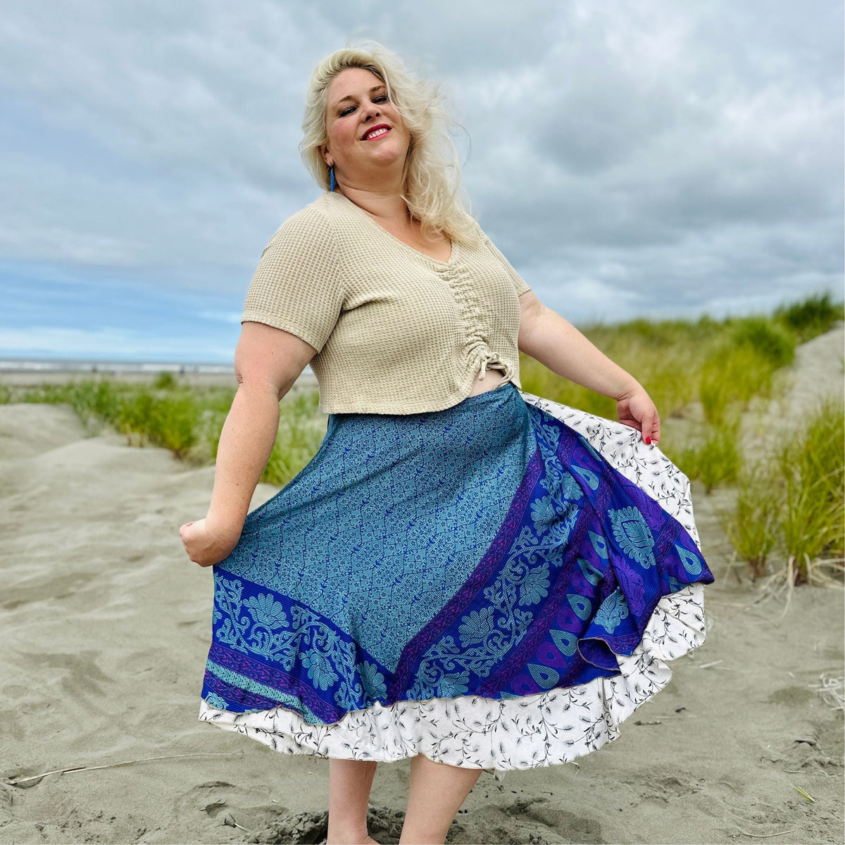 Darn Good Yarn Original Recycled Sari Wrap Skirt – Reversible & Adjustable