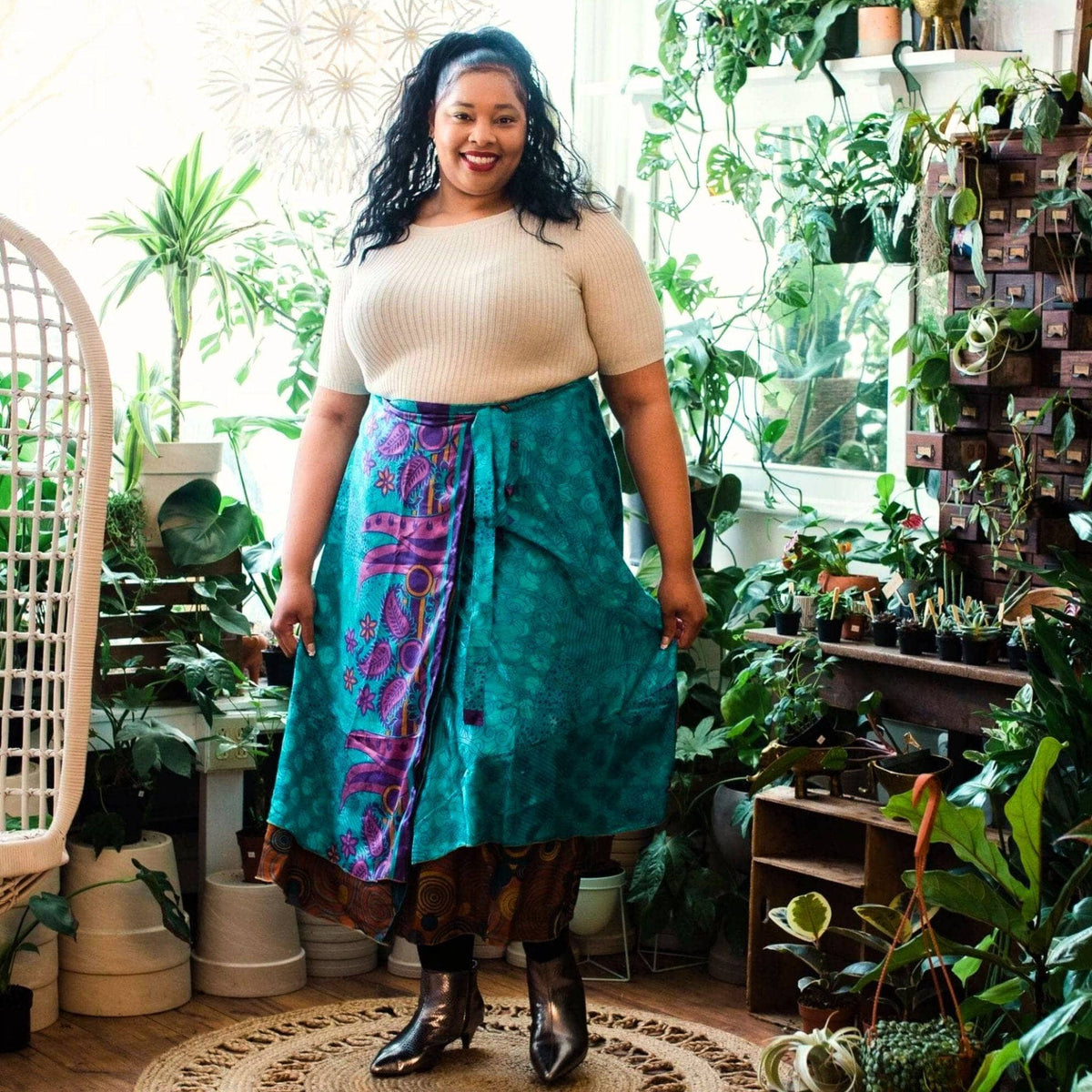 Darn Good Yarn Original Recycled Sari Wrap Skirt – Reversible & Adjustable