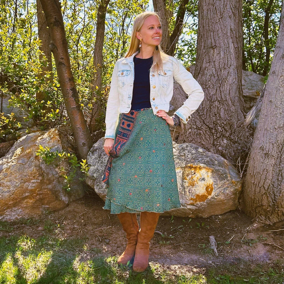 Darn Good Yarn Original Recycled Sari Wrap Skirt – Reversible & Adjustable