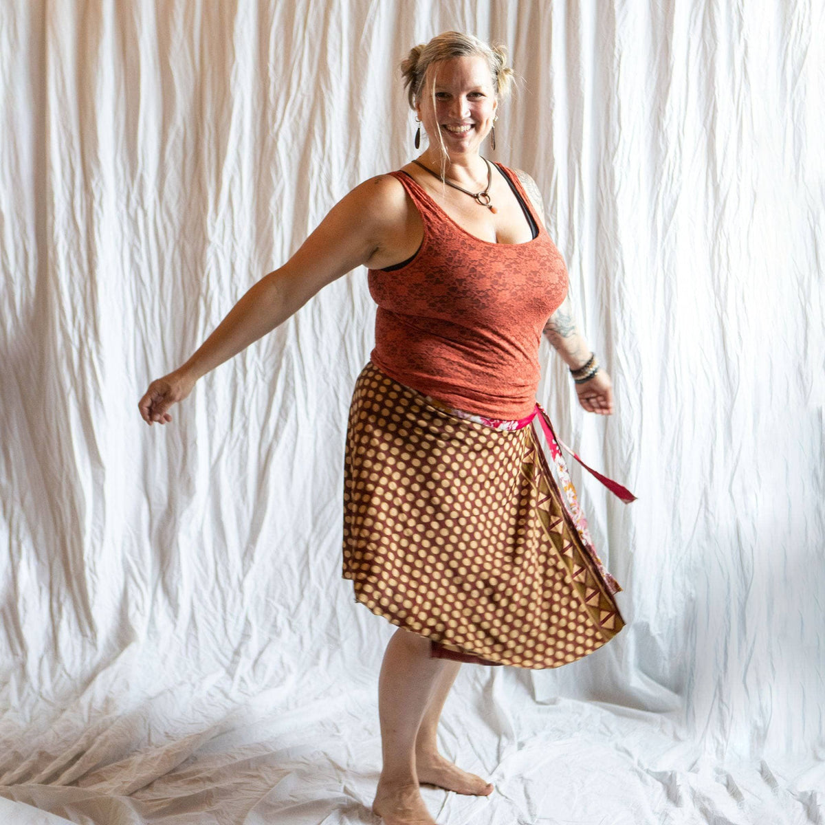 Darn Good Yarn Original Recycled Sari Wrap Skirt – Reversible & Adjustable