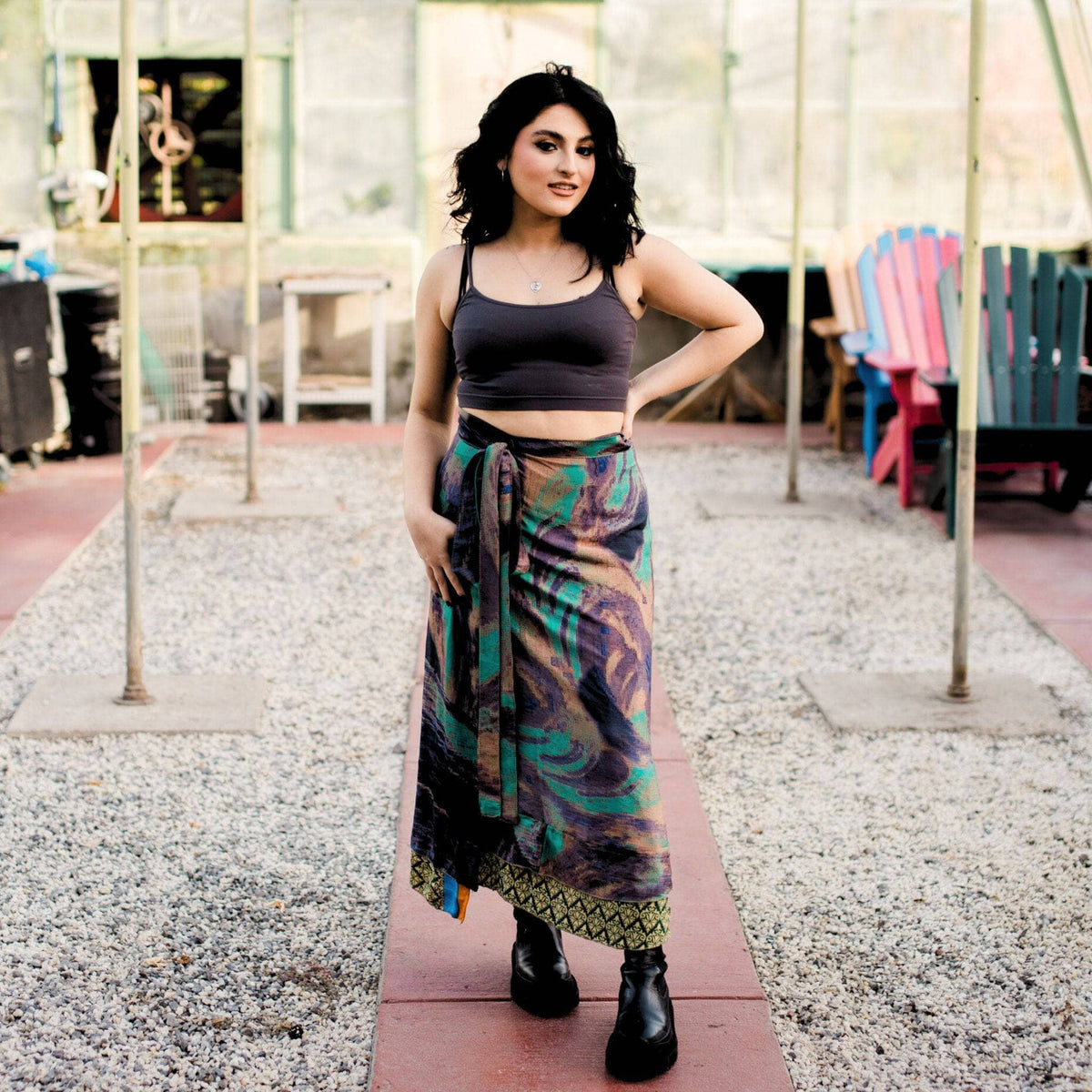 Darn Good Yarn Original Recycled Sari Wrap Skirt – Reversible & Adjustable