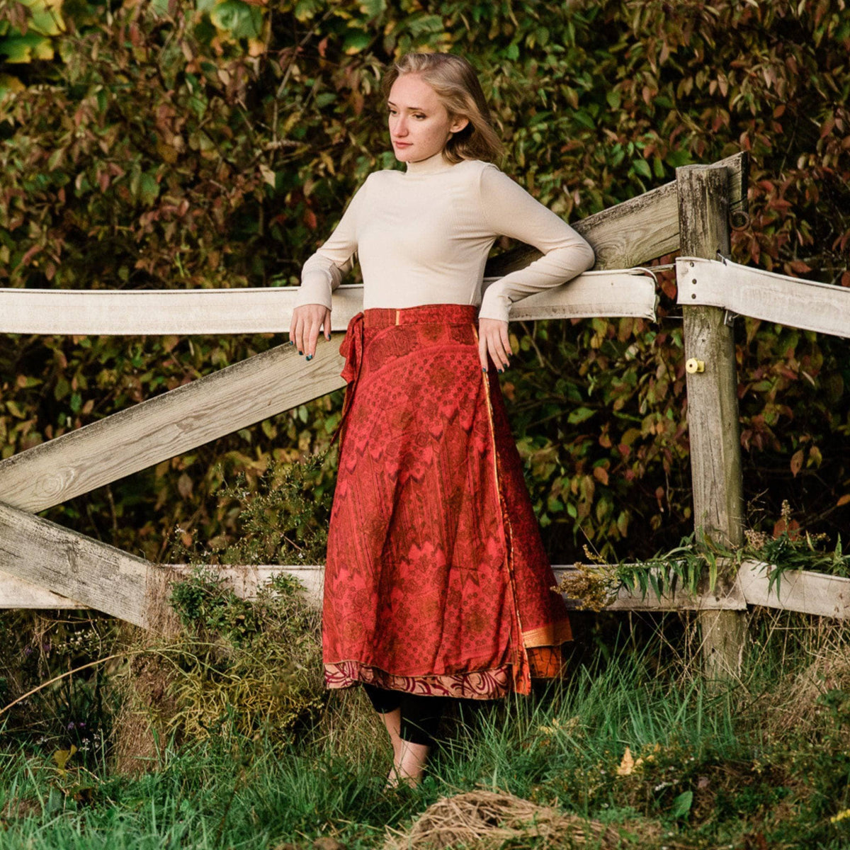 Darn Good Yarn Original Recycled Sari Wrap Skirt – Reversible & Adjustable