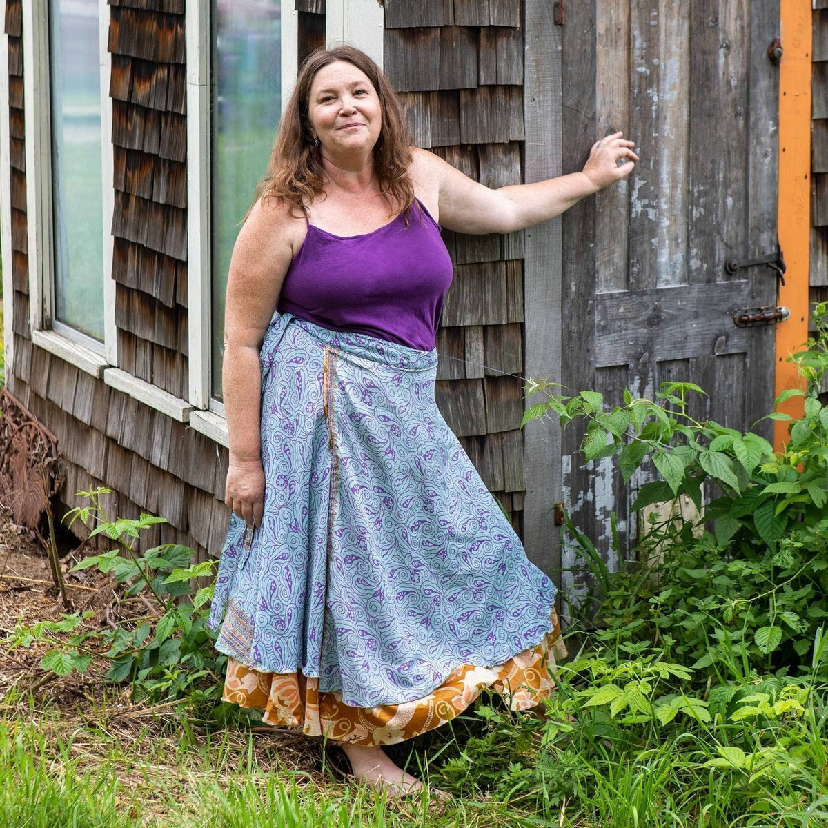 Darn Good Yarn Original Recycled Sari Wrap Skirt – Reversible & Adjustable