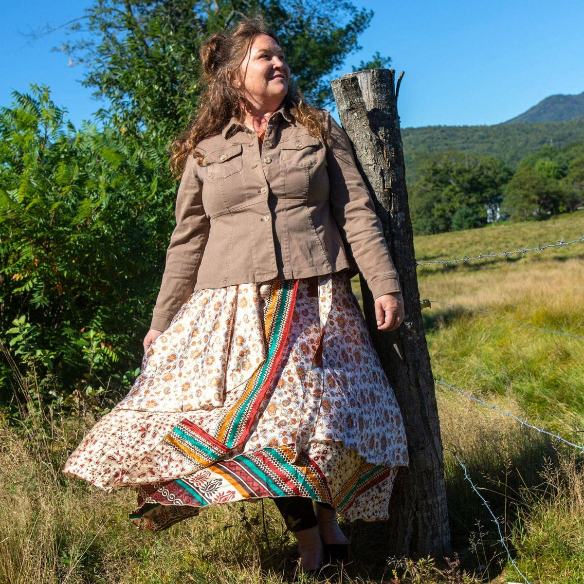 Darn Good Yarn Original Recycled Sari Wrap Skirt – Reversible & Adjustable