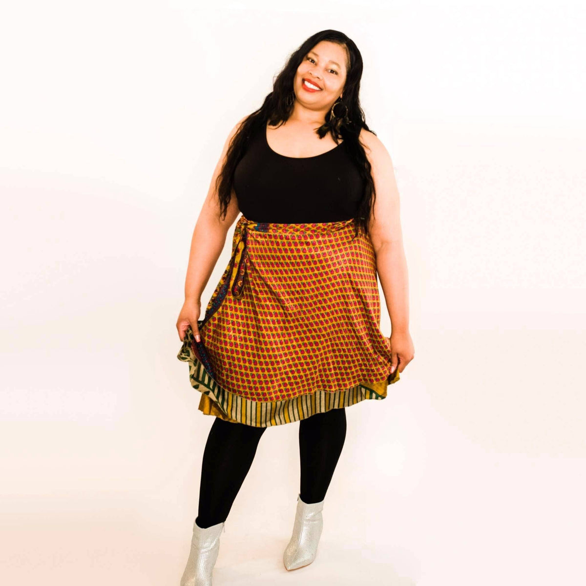 Darn Good Yarn Original Recycled Sari Wrap Skirt – Reversible & Adjustable