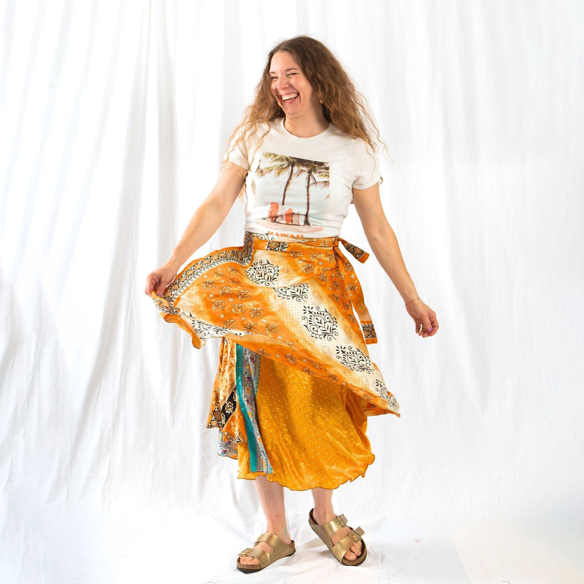 Darn Good Yarn Original Recycled Sari Wrap Skirt – Reversible & Adjustable