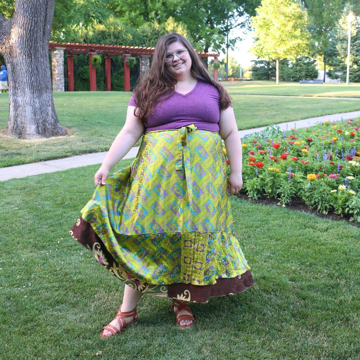 Darn Good Yarn Original Recycled Sari Wrap Skirt – Reversible & Adjustable
