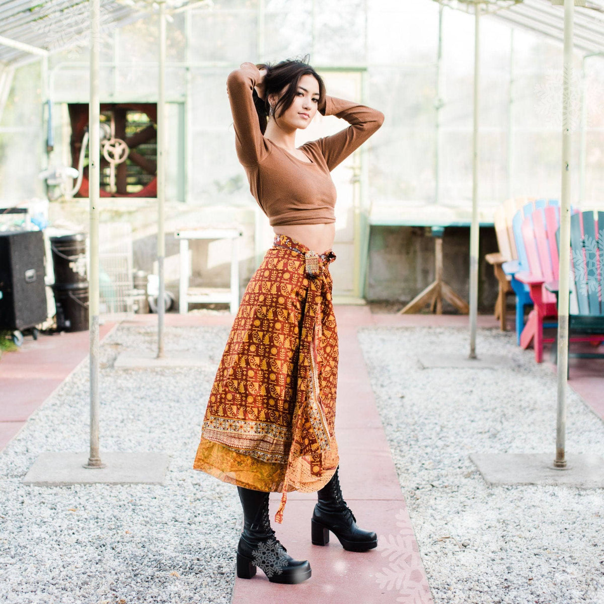 Darn Good Yarn Original Recycled Sari Wrap Skirt – Reversible & Adjustable