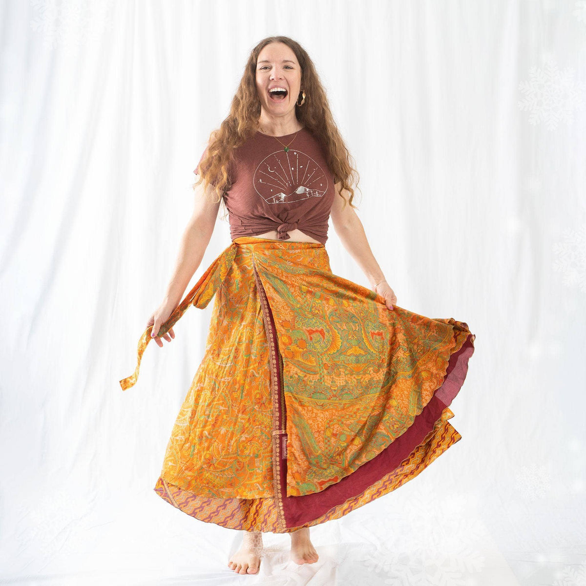 Darn Good Yarn Original Recycled Sari Wrap Skirt – Reversible & Adjustable