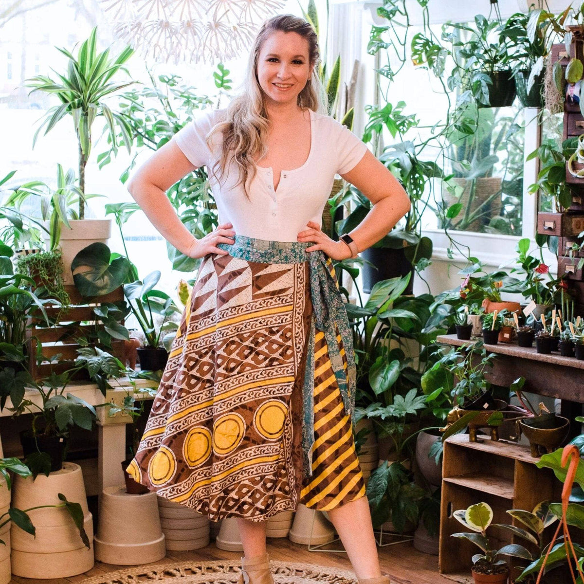 Darn Good Yarn Original Recycled Sari Wrap Skirt – Reversible & Adjustable