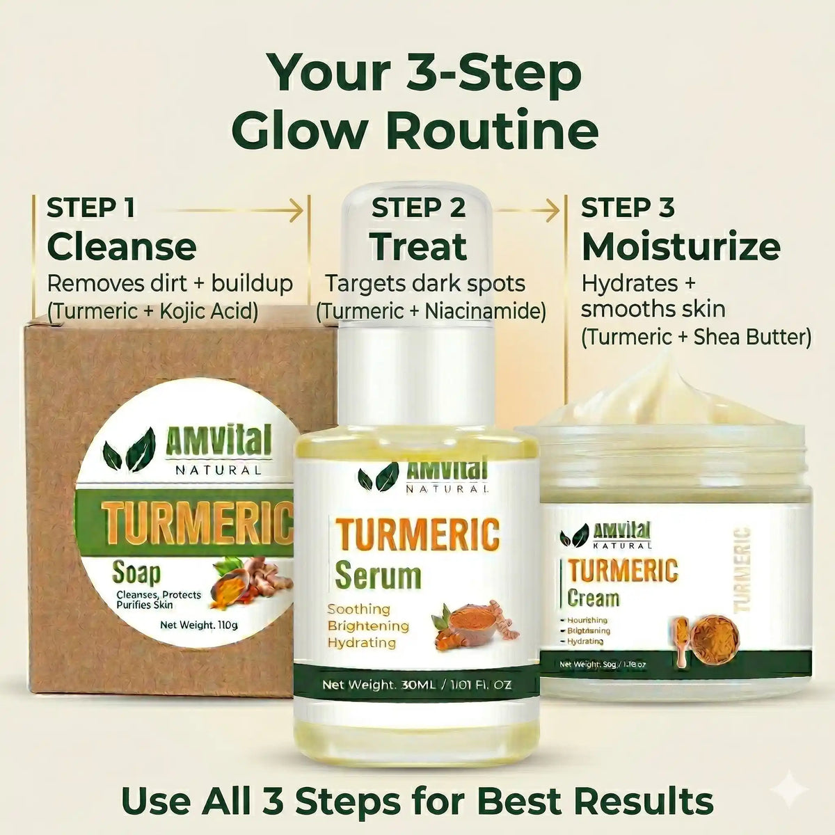 Daily Glow Routine Bundle (Cleanse + Treat + Moisturize)