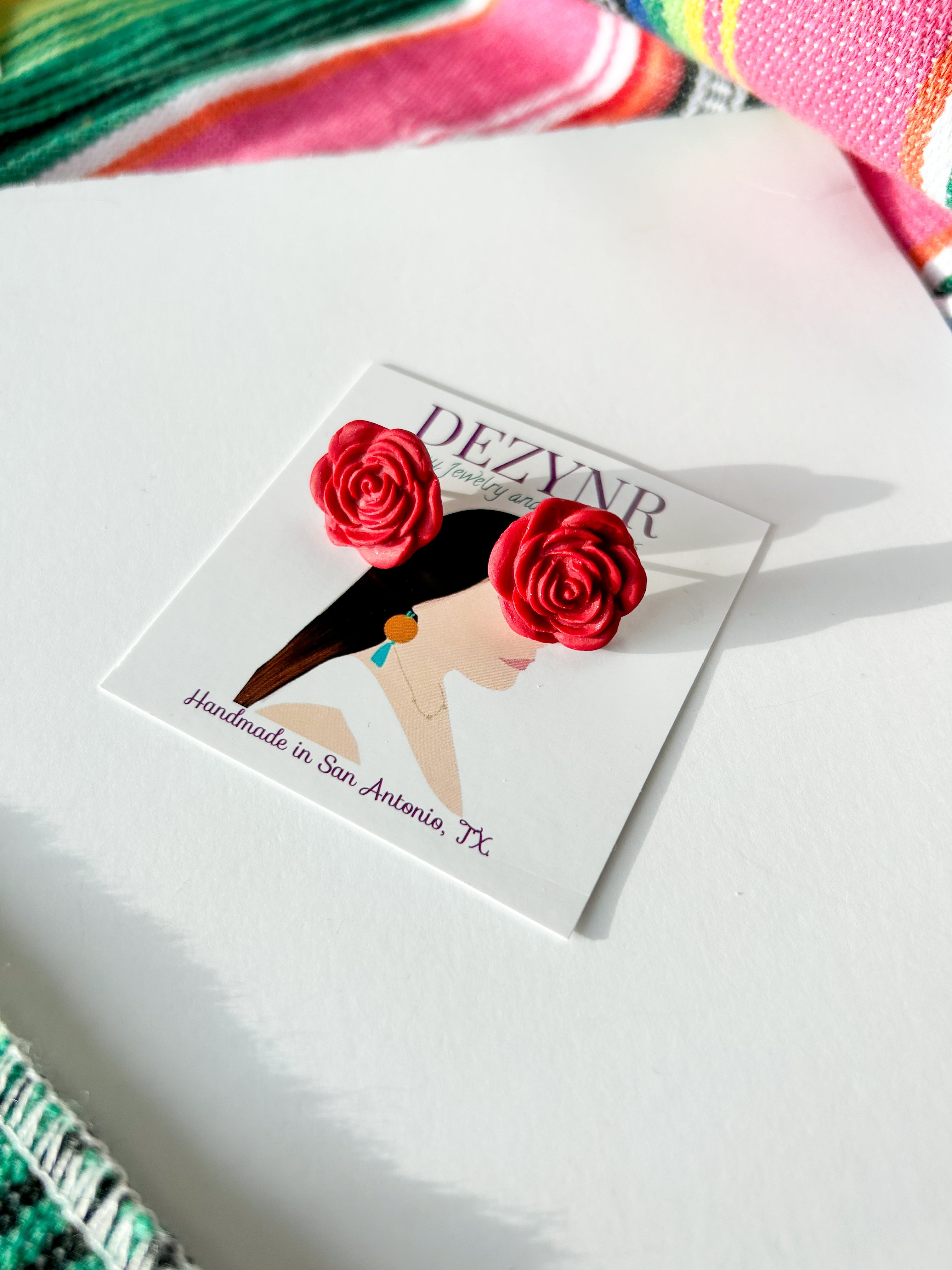Red rose studs