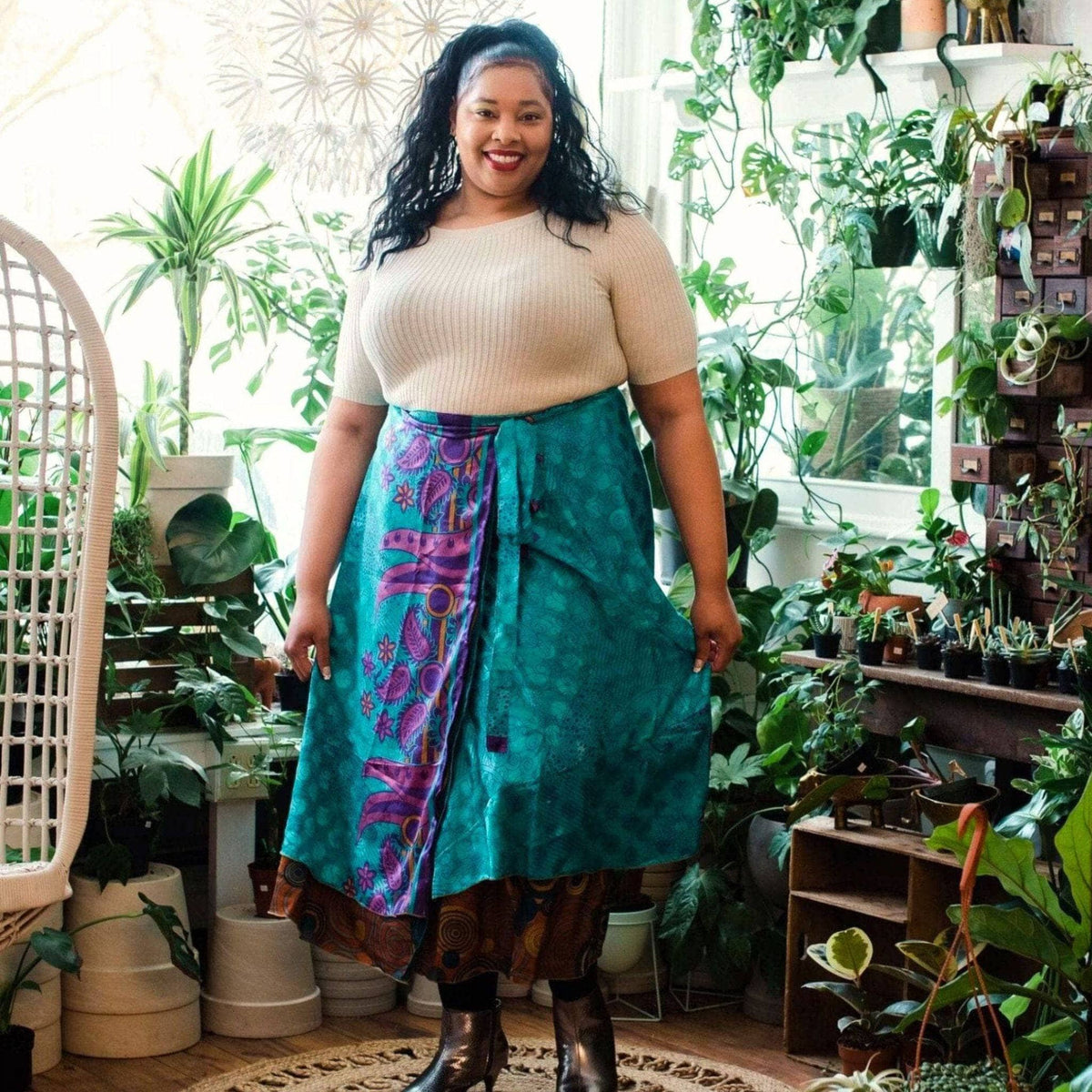 Darn Good Yarn Original Recycled Sari Wrap Skirt – Reversible & Adjustable