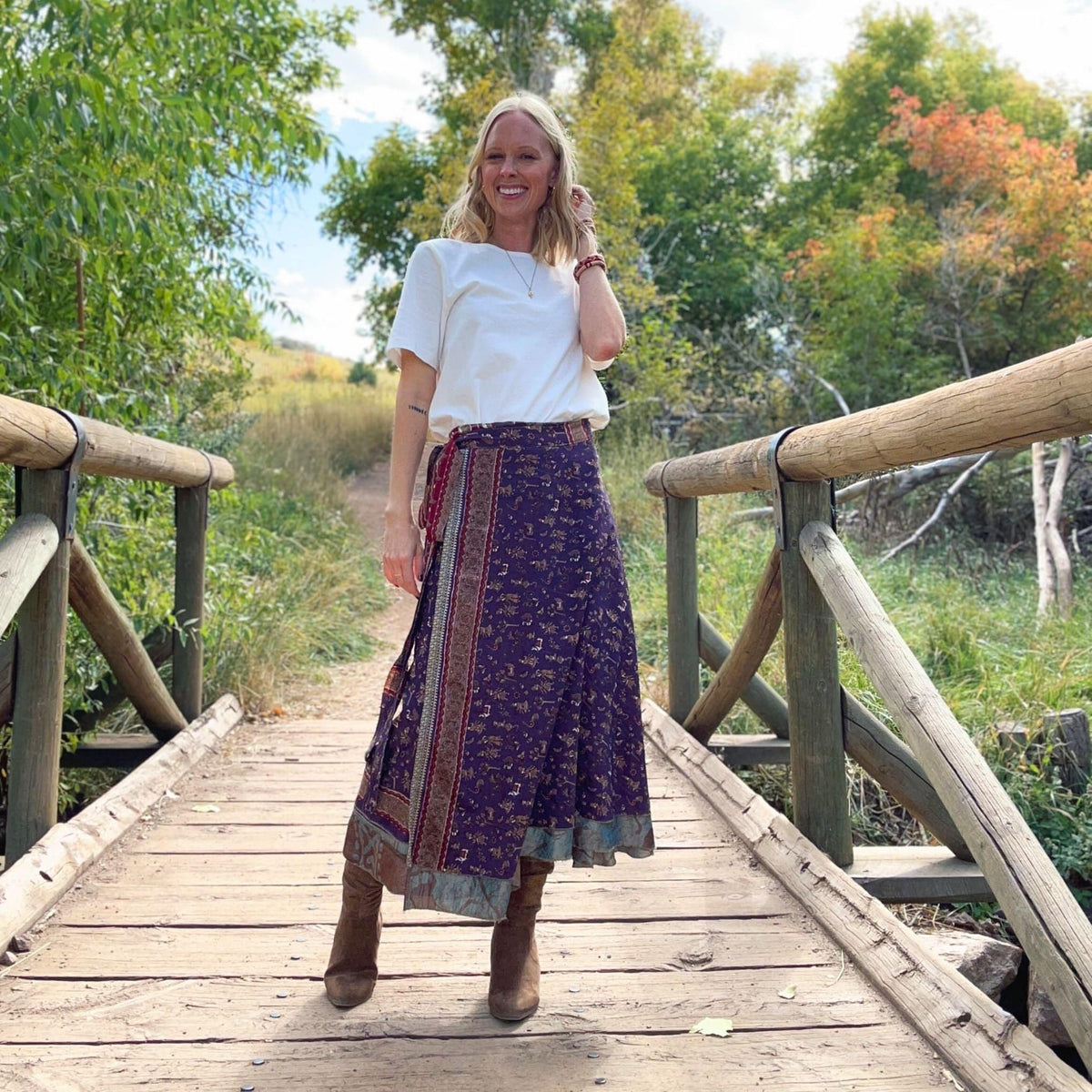 Darn Good Yarn Original Recycled Sari Wrap Skirt – Reversible & Adjustable