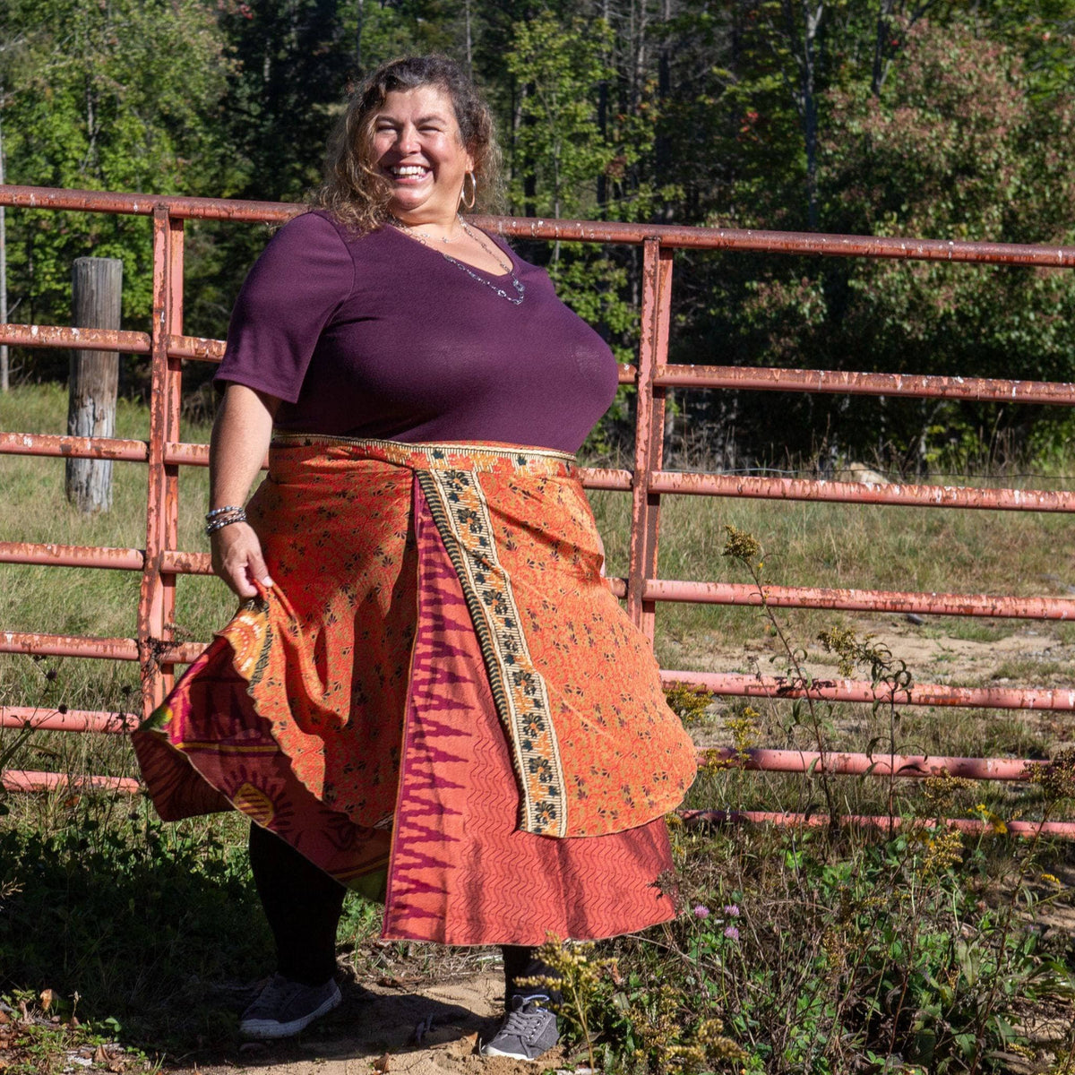 Darn Good Yarn Original Recycled Sari Wrap Skirt – Reversible & Adjustable