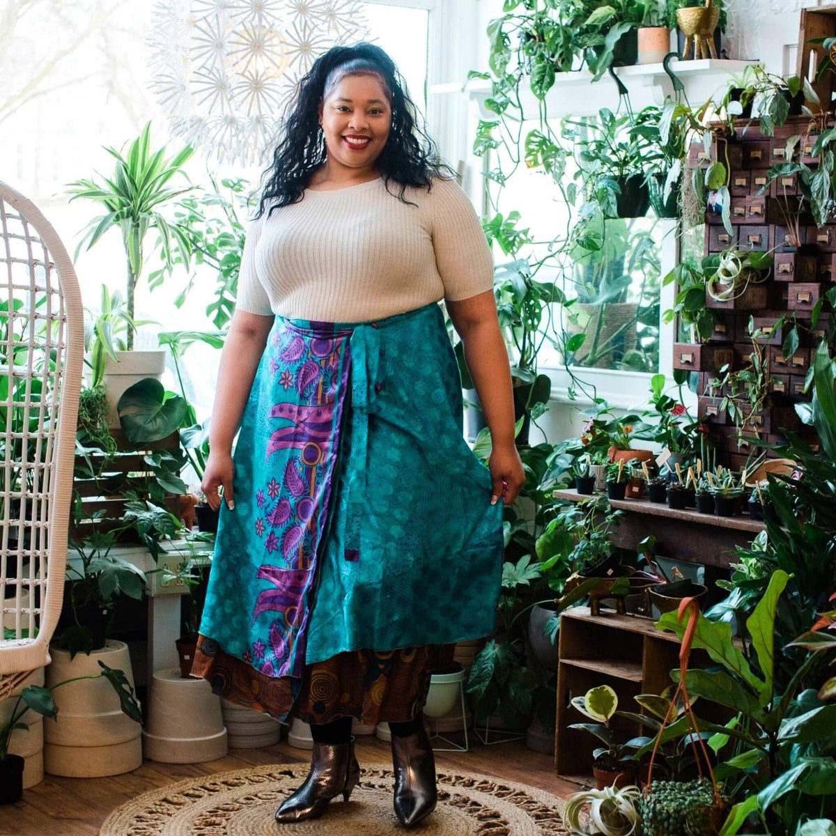 Darn Good Yarn Original Recycled Sari Wrap Skirt – Reversible & Adjustable