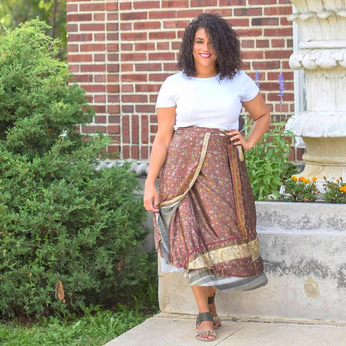 Darn Good Yarn Original Recycled Sari Wrap Skirt – Reversible & Adjustable